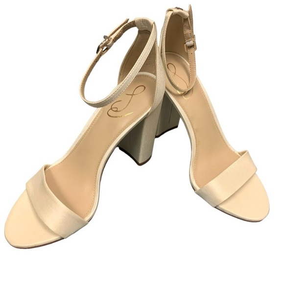 Sam Edelman Women’s Yaro Blocked Heeled Sandal, pearl ivory fabric, 8.5W, NWOT - Picture 5 of 8